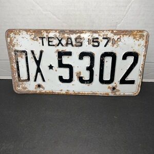Vintage 1957 License Plate DX 5302 Man Cave Wall Art Decorative Crafting Texas
